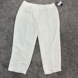 Bob Mackie High Waist Tailored‎ Ankle Pants Plus Size 22W Ivory Lined NWT